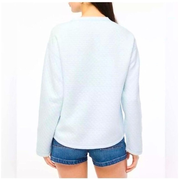 J.Crew Factory Reversible Pullover Sweatshirt XS Blue Striped Quilted NWT Cozy - Picture 3 of 16